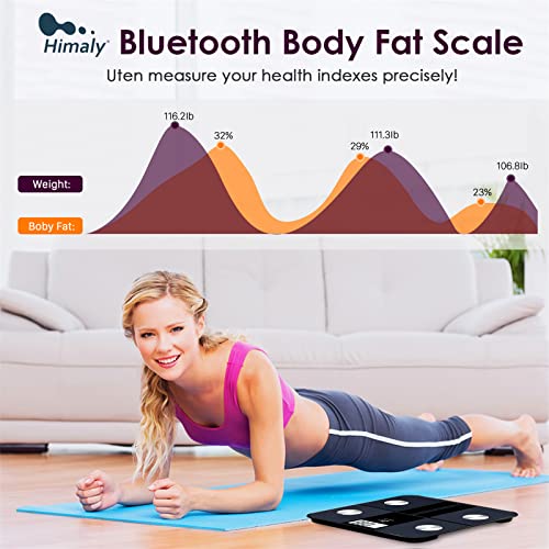 Himaly Körperfettwaage Digital Personenwaagen mit App Smart Fitness Waage, 6-Farbiges LCD-Display, 18 Köperdaten, USB-Schnellladung, Max 180kg 6