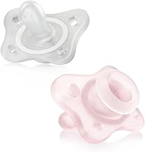 Chicco PhysioForma Silicone Pacifier 0-2 Months, Support Physiological Breathing and Promoting the Correct Development of the Baby's Mouth, Pack 2 Pieces, Pink