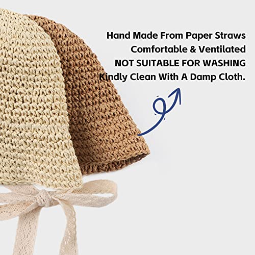 Baby Girl Straw Hat Outdoor Baby Sun Protection Hats Summer Bowknot Beach Cap for Infant Toddler Girls3