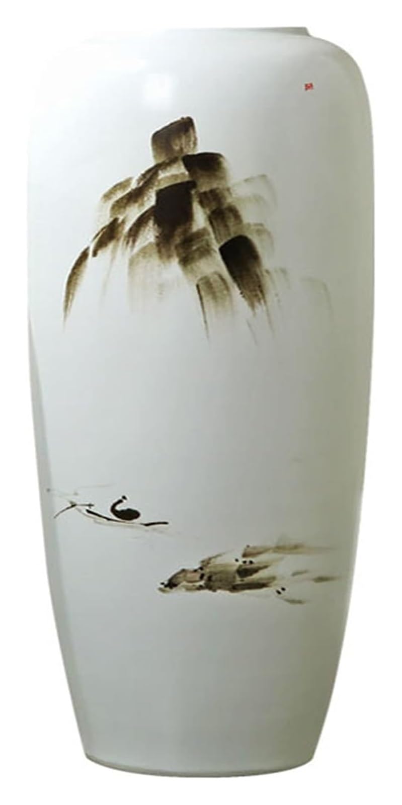 asdchZen Vase White Ceramic Vase Floor Large Size Cylinder Vases Living Room Decorative Ornament For Decor, Entryway Decor -Vit-30 * 80Cm,Vit-26 * 70cm