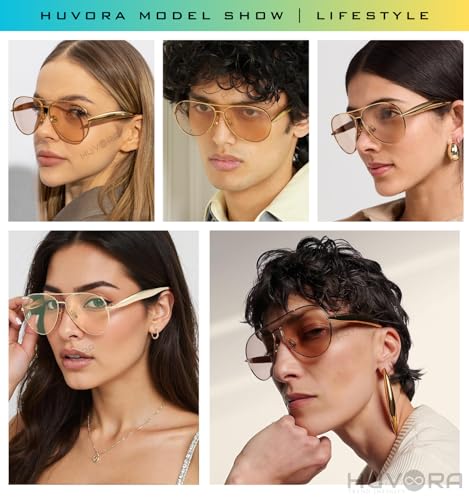 Image of Trending Aviator UV400 Unisex Sunglasses with Designer Metal Frame - Stylish Retro Sun Glasses for Man & Woman - Party Driving Fashion Branded Trendy UV Protected Classy Goggles