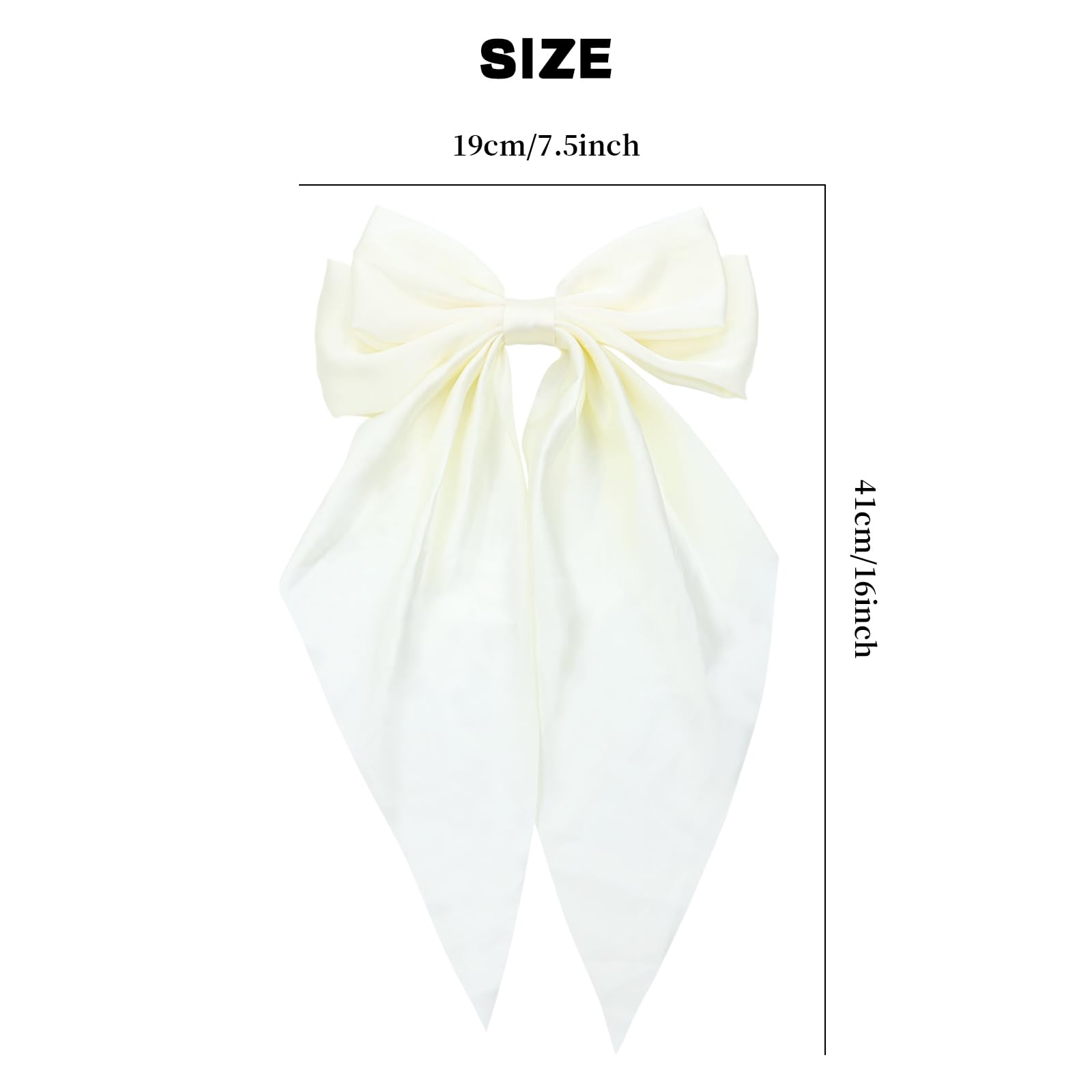 Cinaci 4 Pieces Large Big Oversized Silky Satin Hair Bows for Women Girls Teens Fancy Long Tail Bow French Barrettes Hair Clips Accessories - Image 2