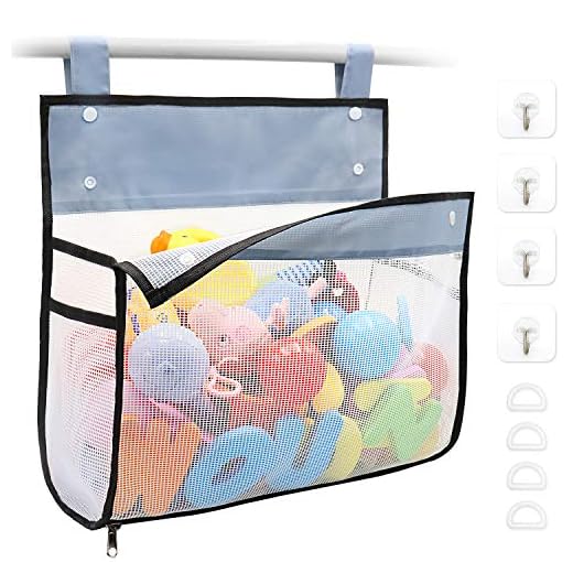 Bath Toy Organizer Multiple Ways to Hang, Extra Large Opening Bathroom Toy Holder, Bottom Zipper Bathtub Toy Storage Bag (Black)