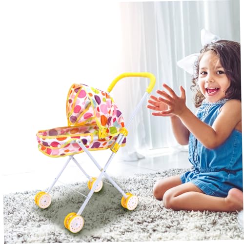 Cochecito para muñecas estable y resistente con dosel infantil ajustable 4