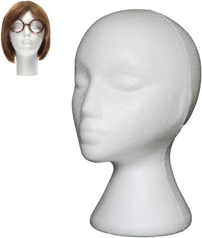 Beito Mannequin Head 1PC Polystyrene Head Mannequin Female Styrofoam Foam Mannequin Manikin Head Model Mannequin Head with Female Face for Wig Hair Glasses Hat Display