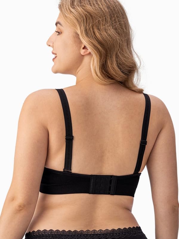 Image of Angelhood Womens Seamless Sleep Nursing Bra,Breastfeeding Maternity Bra with Remove Bra Pads Extenders Pack of 3