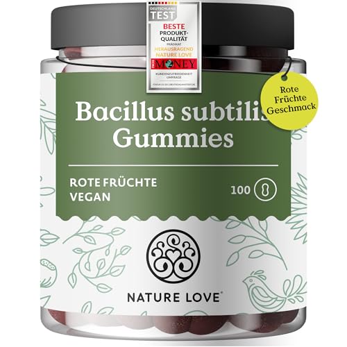 NATURE LOVE® Bacillus Subtilis Gummies - 100 Stück - Mikrobe des Jahres 2023 - aus natürlichen Fruchtsaftkonzentraten - 96,5% Fruchtanteil - 3 Mrd. KbE pro Tagesdosis - vegan, laborgeprüft