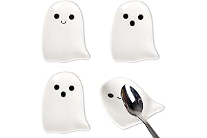 Whaline 4Pcs 2.8inch Halloween Mini Ceramic Spoon Rests