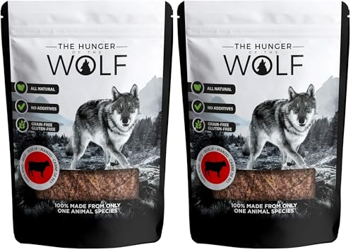 The Hunger of The Wolf - Snack de Carne de Vaca para Perros, 200 g (Paquete de 2)
