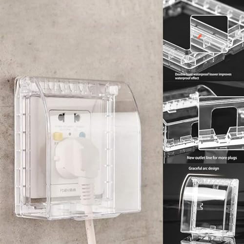 XoeLLe Außensteckdosen Wandschalter, 2 Stück Schalter Abdeckungen Stecker Box Steckdose Regenschutz Selbstklebende Außensteckdosen 86 Typ Steckdosenabdeckung Abdeckung Spritzschutz 12x10,5x4,2cm,Weiß