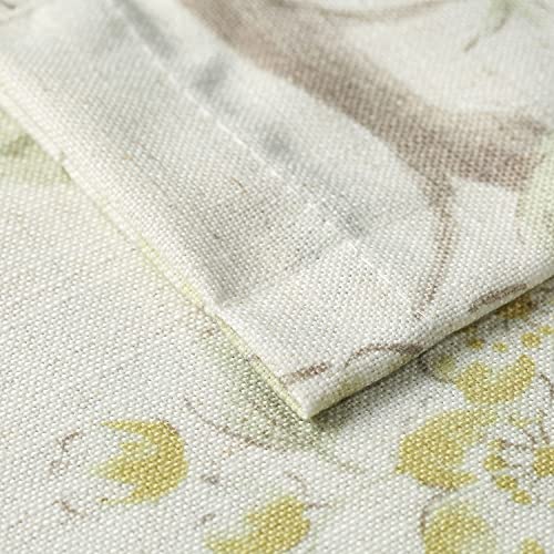 Leeva Rustic Kitchen Tier Curtains Green Floral Printed Linen Blended Half Window Curtain For Dining Room Rod Pocket Cafe Window Treatment Small Drapes, 2 Panels Set, 30 X 24 Inch #TOP3