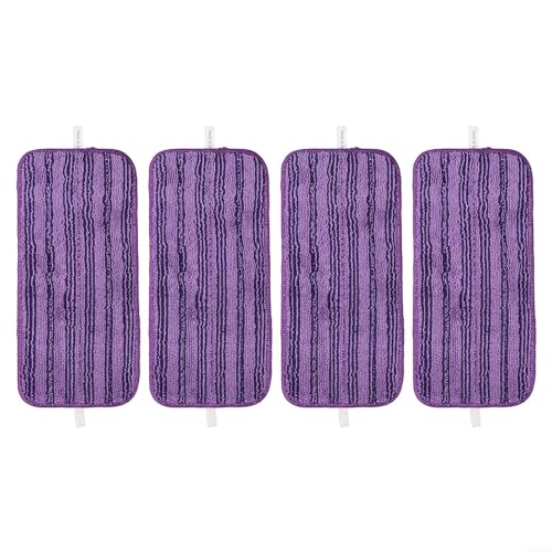 Microfibre Mop Pads, Reusable Mop Refill Pads for Swiffer Wet Jet Mop Wet Pads Washable Microfiber, Mop Head Replacements for Wet Dry Floor (4 Pack)