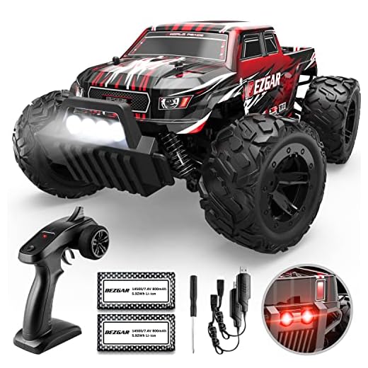 BEZGAR TM141 Toy Grade 1:14 Scale Remote Control Car, 4WD Top Speed 25 Km/h All Terrains Electric Toy Off Road RC Monster Vehicle Truck Crawler with Two Rechargeable Batteries for Boys Kids and Adults