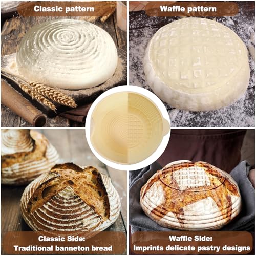 Image of Sourdough Starter Kit Gift Set,Round 10 inch & Oval 10 inch & Round 5 inch,Silicone Proofing Basket, Banneton Bread Proofing Basket, Sourdough Baking Kit, Ideal Gift for Bakers, Wife, Mom