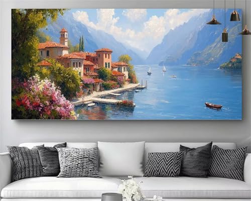 Diamond Painting XXL 80x160cm Mer et Ville | Kit Broderie Diamant Complet M187