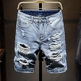 Focisa Herren Shorts Kurze Hose Cargo Jeans Running Outdoor Baumwolle Jeansshorts Herren Zerrissene Jeansshorts Mode Löcher Destroyed Lässige Jeansshorts Herren Gerade Hellblau Knielänge 36 Wie Abg