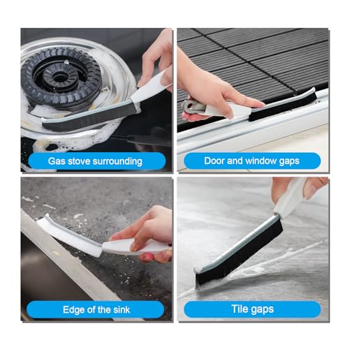 Image of 2 Pack Hard Bristle Grout Cleaning Brush, Heavy Duty Crevice Scrubber for Tile Lines, Sink, Stove & Bathroom Narrow Gap Deep Stain Remover Tool
