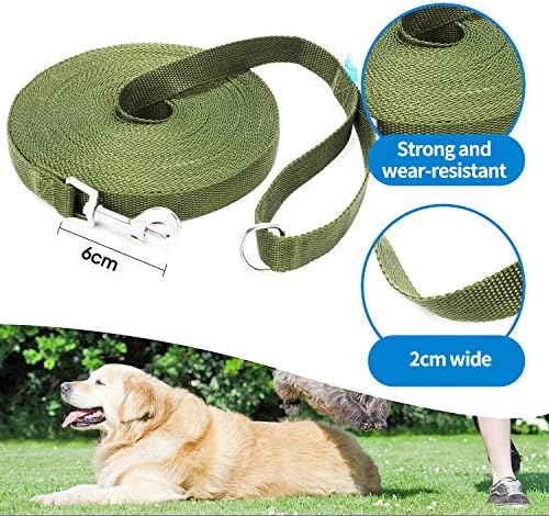 BAAPET 15/20/30/50/100 ft Long Dog Training Leash with Clickers for Small, Medium and Large Dogs or Cats (30 Feet, DarkGreen) - 1