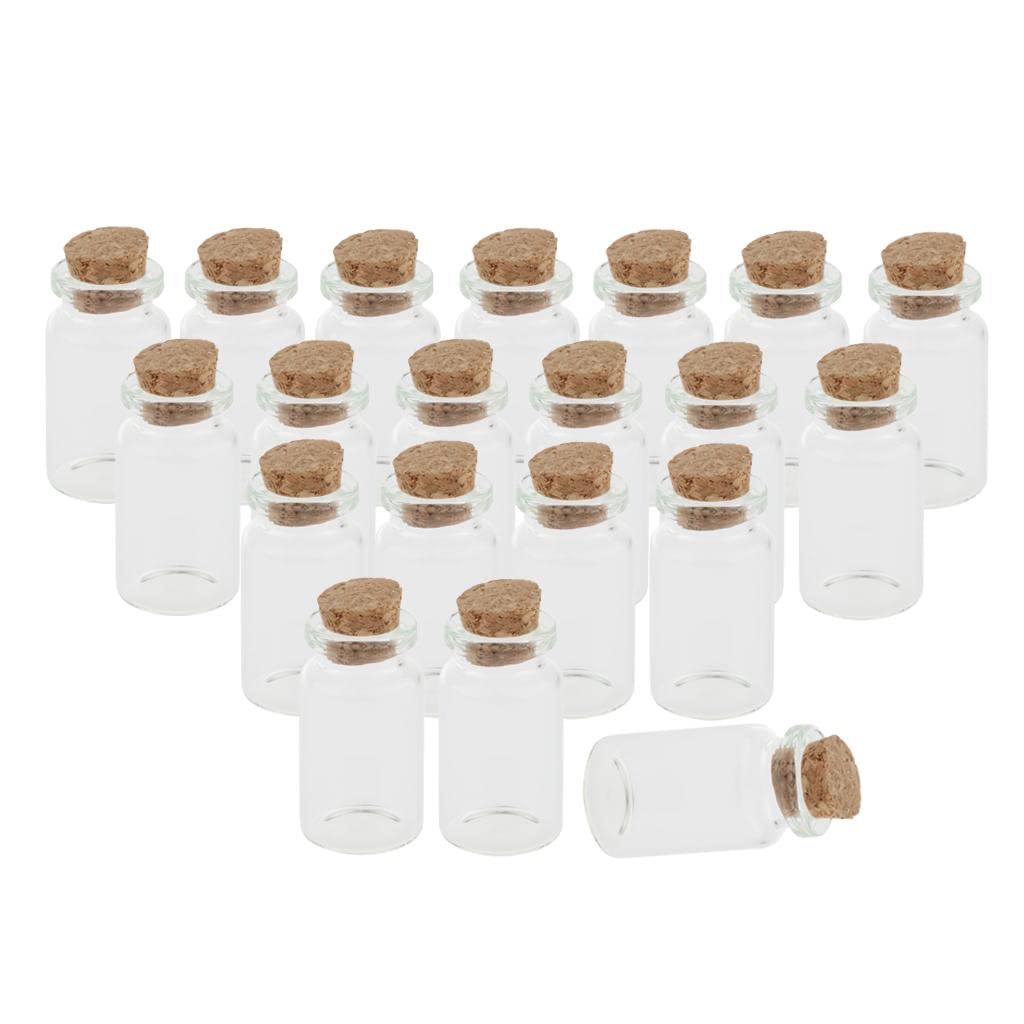 Ojiva® 20Pcs 7ml Mini Empty Clear Glass Bottle Vials with Cork Stoppers | Can Be Used For Message Bottle, Medicine Bottle, Reagent Bottle, Samples, Craft Storage,Wedding Decorations And So On-picture-11