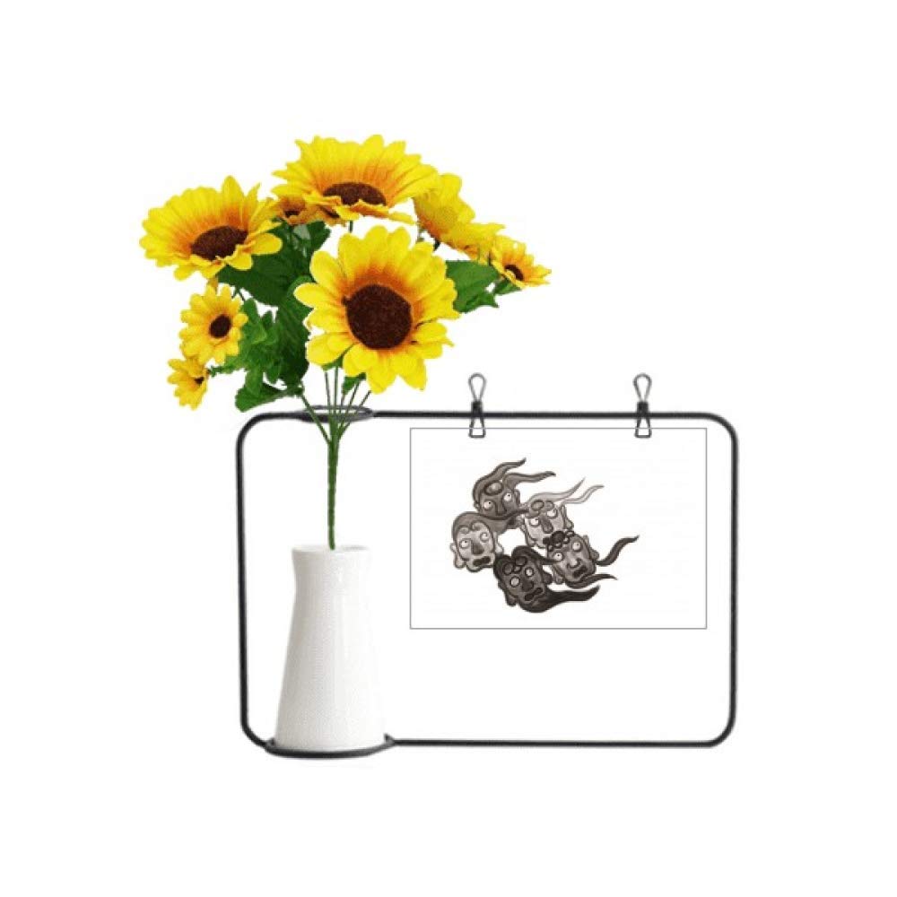 Carte de bénédiction tournesol avec cinq gobelins artificiels pour cadeau
