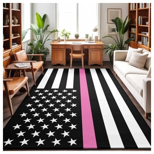 Washable Pink Area Rug for Home Decor