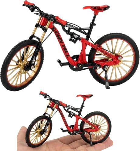 WaaRiuQ Finger Bike Miniature Toy Bike for Finger Dexterity and Stress Red Alloy Finger Mountain Bike for Display and Play Compact 10.5 x 19.5 cm Model