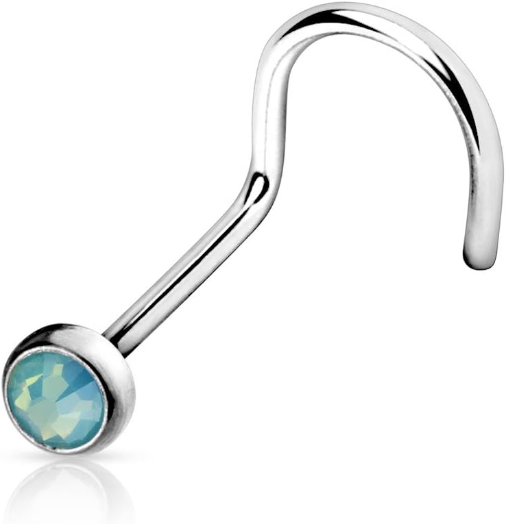 Nose Piercing Screw - 4-pack Genuine Opalite Gem 20ga 316L Surgical Steel