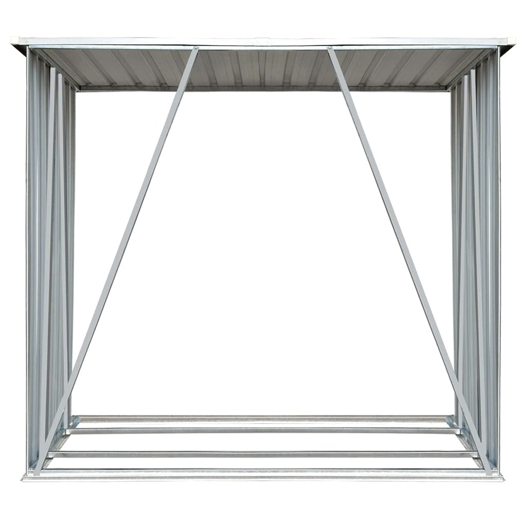 Homgoday Casetilla leña Acero galvanizado Gris Antracita 163x83x154 cm Leñera Registro de Leña, Estantería para leña de Chimenea para Interior y Exterior Soporte de Madera
