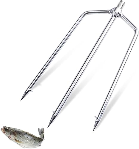 Goture Pescado Lanza Rana Lanza Púas Acero Inoxidable Púas Pesca Arpón Pesca Gig Gaff Tenedor Gancho Tornillo para Rana y Peces Lanza Tenedor de
