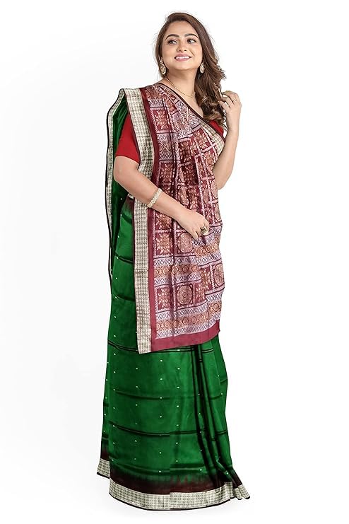 Image of Handmade Pure Bomkai Silk Saree Khandua Natural Silk Ikkat Saree For Women /Ethnic Wear /Traditonal Saree /Handloom Saree With Regular Fit Blouse Piece