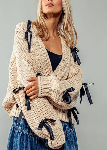 Image of Valentine's Day Cardigan Sweaters for Women Love Heart Print Button Down Cropped Cardigans Y2K Open Front Knit Sweater