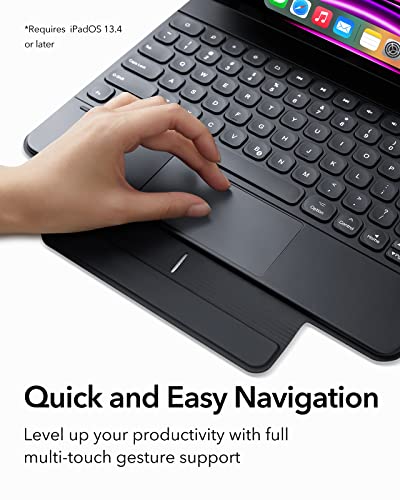 Esr Rebound Magnetic Keyboard Case, Ipad Case With Keyboard Compatible With Ipad Pro 12.9, Easy-Set Floating Cantilever Stand, Precision Multi-Touch Trackpad, Multi-Color Backlit Keys, Black #TOP4