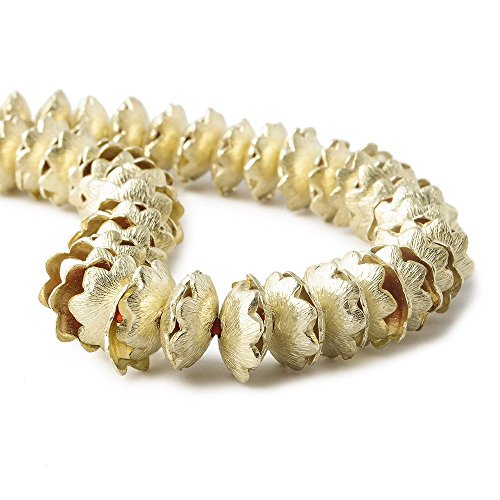 9mm 14kt Gold Plated Copper Bead Cap Scalloped Edge Brushed Flower 8 inch 82 Pieces