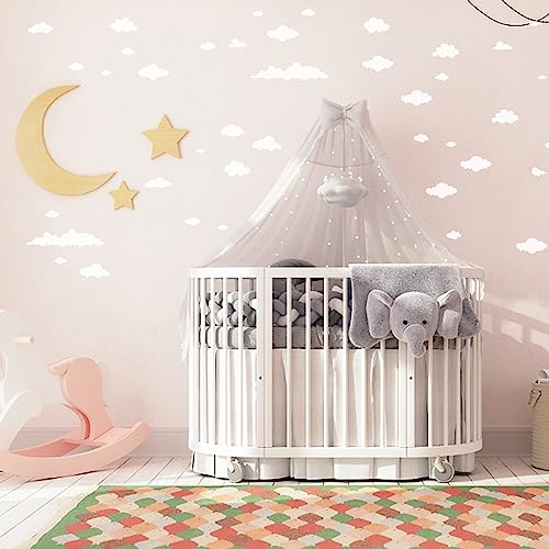 SUPERDANT 48 Pieces White Cloud Wall Decals Stickers Baby Art Girls Vinyl Living Decoration Home Mural Playroom DIY Decor for Nursery Kids Room Bedroom Wall Sticker Vinyl Transfer - Image 4