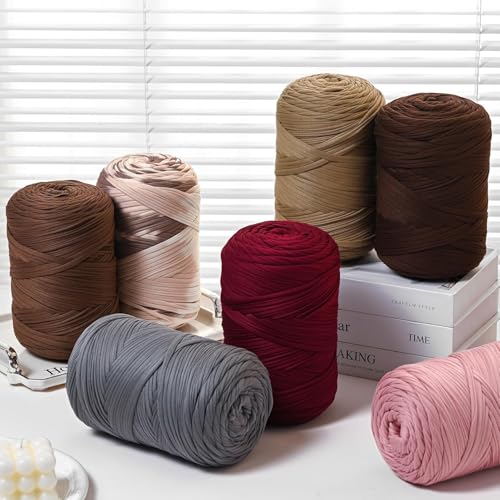Image of 800g T-Shirt Crochet Yarn for Crocheting Crafts /Bags /Basket /Coaster,Hand Knitting Tshirt Yarn for Crochet,228yds T Shirt Yarns with High Elastic Thick Yarns Polyester Fabric(Lilac)