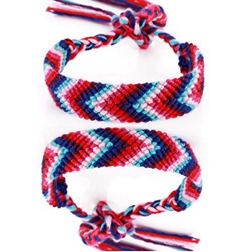 Preisvergleich Produktbild DonDon® 2 Unisex Freundschaftsbänder - Partnerbänder geflochten blau-rot