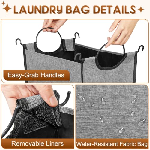 Hongtamoya 2-in-1 Closet Organizers and Storage, 3 Drawer for Closet, Grey | Closet Drawers with Removable Laundry Basket & Wooden Top, Dresser for Closet, Closet Drawer Units for Bedroom, Dorm - image 7