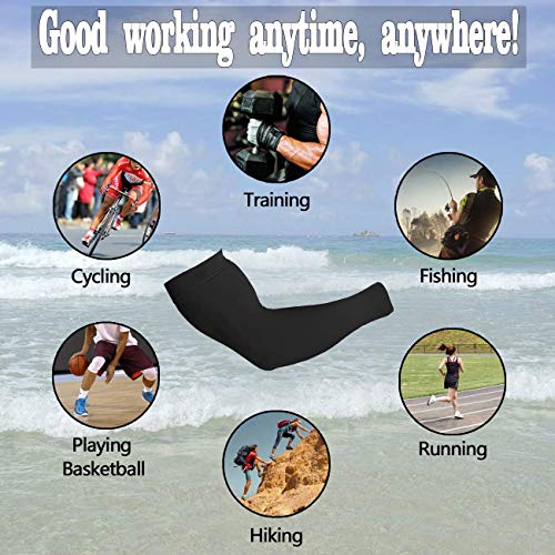 Image of INNERSTYLE Cotton UV Protection Arm Sleeves /Hand Socks - Fingerless, Sun Protection Gloves for Men and Women (Black and White) Pack of 2