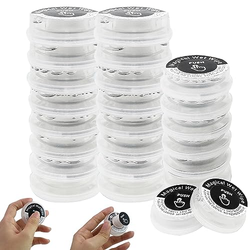 Toallitas manuales Tamaño de viaje Toallitas portátiles 50 piezas Cleanes personales no estimuladores con líquido incorporado Mágico Húmedo para adultos para bebés Tamaño de viaje