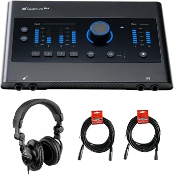 حزمة واجهة الصوت PreSonus Quantum ES 4 USB-C مع سماعات الرأس ذات الشاشة الاستوديو المغلقة HPC-A30 وزوج كابل XLR- XLR
