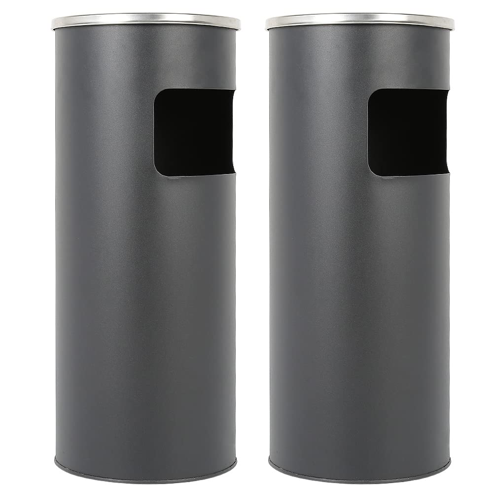Poubelle en Acier Inoxydable 30L avec Seau Intérieur, Cendrier sur Pied pour Hôtel, Jardin et Supermarché