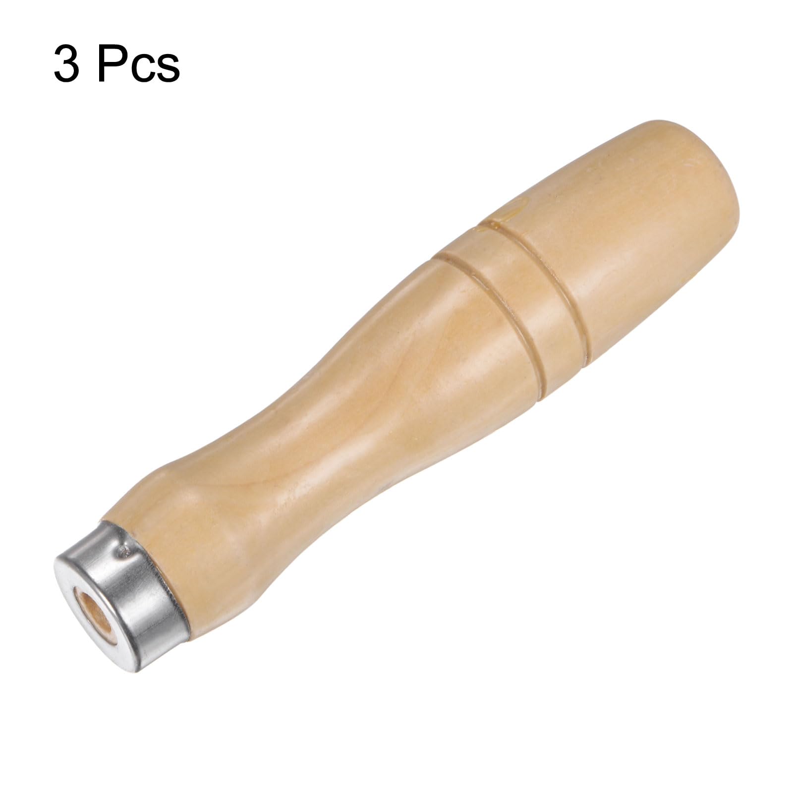 QUARKZMAN Manico per Lime Legno da 3pz, Manici Ergonomici Foro Rotondo da 4,13" e 6,2 Mm, Collare Metallo per Lime Metalliche da 8"