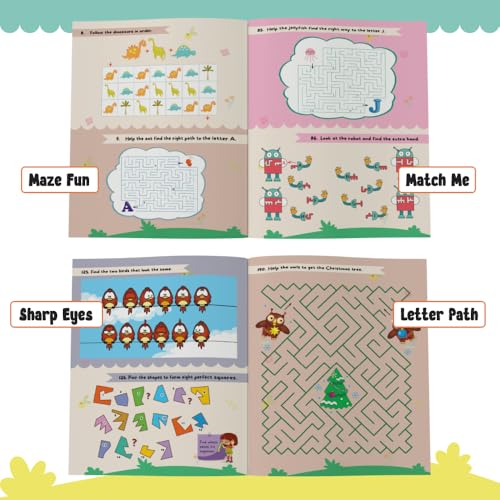 Image of 200+ Mazes & Puzzle Activity Book for Kids Ages 3-7, Fun and Challenging Picture Puzzles with 500+ Free Printable Worksheets & Parenting Tips