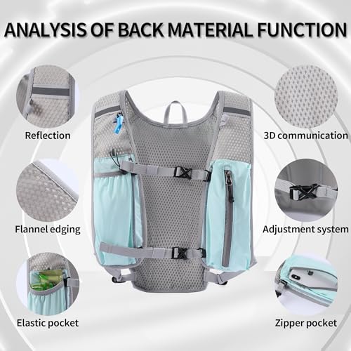 DNFUN Running Vest for Women & Men with Water Bladder - Lightweight 5L Hydration Pack Bladder for Trail Running, Marathon,Cycling | Phone Holder Backpack - Image 4