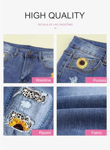 Womens Patchwork Stretch Boyfriend Distressed Ripped Jeans4