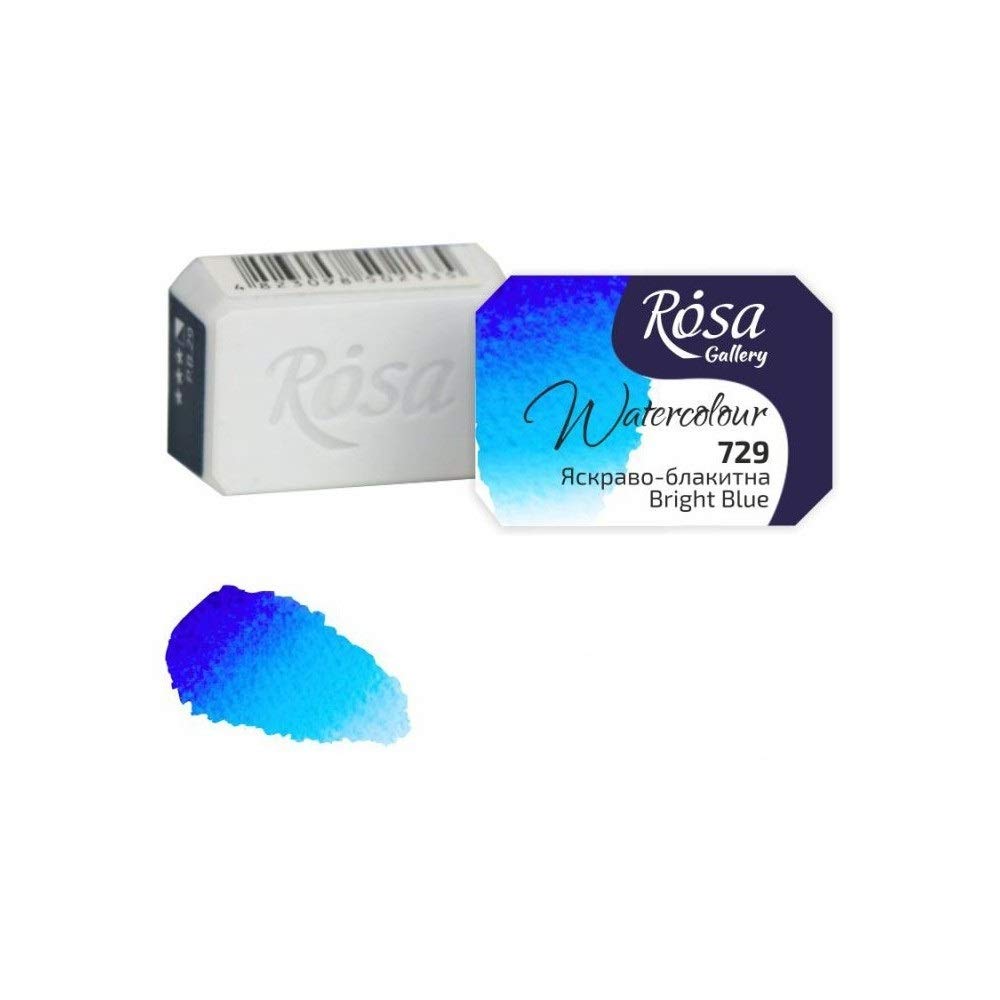Rosa Gallery Bright Blue Professional Watercolour Paint, 2,5Ml Half Pan, Gallery (Bright Blue)