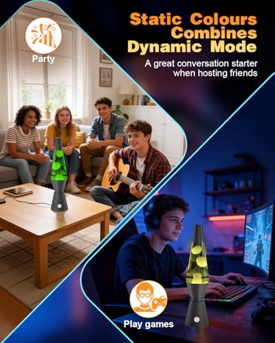 Soarling 14.5\ Lavalampe, Lavalampe Groß mit 17 RGB Farbwechsel & Fernbedienung, Lavalampen Glitzer für Erwachsene & Kinder, Partybeleuchtung mit Flüssigkeitseffekt (Schwarz)