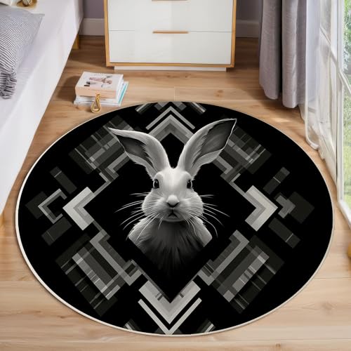 Tapis rond antidérapant et lavable en machine style rétro - 7