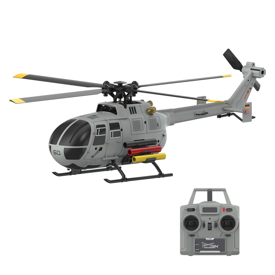1/48 RC Hubschrauber, C186S BO105 Hubschrauber, 2.4GHz 6CH Flybarless Hubschraubermodell mit Optical Flow, Höhenhaltung, Brushless Motor & 6G Modus, Geschenk für Erwachsene, RTF