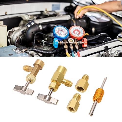 Image of R134A Can Tap, R134A Can Adapter, R134A Self Sealing Can Tap Valve Dispenser Tool, Brass Puncture Style Dispenser Valve with Refrigerant Tank Adapters for Air Condition